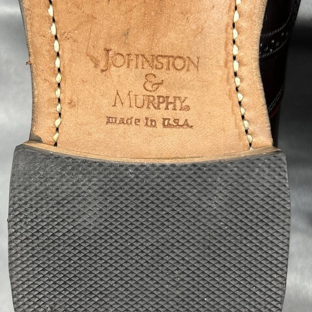 Johnston Murphy Optima Burgundy Wingtip Oxford Brogue Shoes Men's 7.5 D Business